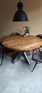 Ronde eettafel mango hout, Ophalen, Rond, Vijf personen of meer, Metaal