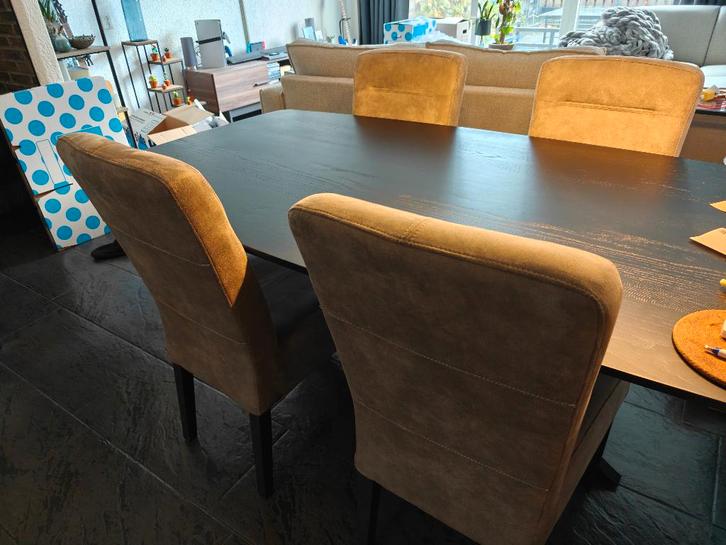 4x Eetkamerstoel Yvo, Huis en Inrichting, Stoelen, Gebruikt, Vier, Stof, Ophalen