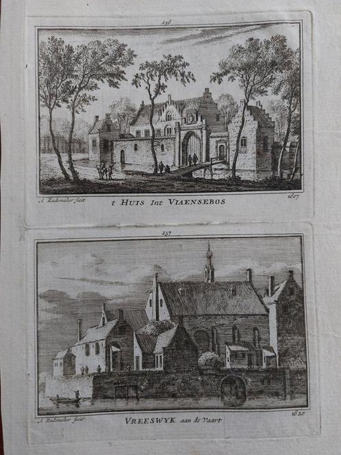 256-257 / Huis in Viansebos Vianen - Vreeswijk - Vreeswyk, Antiek en Kunst, Kunst | Etsen en Gravures, Ophalen of Verzenden