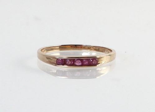Gouden ring met robijnen, rijring, Sieraden, Tassen en Uiterlijk, Antieke sieraden, Ring, Goud, Met edelsteen, Ophalen of Verzenden