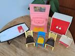 Retro vintage 7 delige set poppenhuis meubels, Ophalen of Verzenden, Gebruikt, Poppenhuis