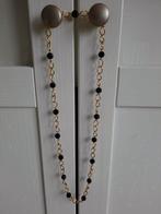 Goudkleurige Ketting met Zwarte Kralen, Overige materialen, Verstelbaar, Ophalen of Verzenden, Zo goed als nieuw