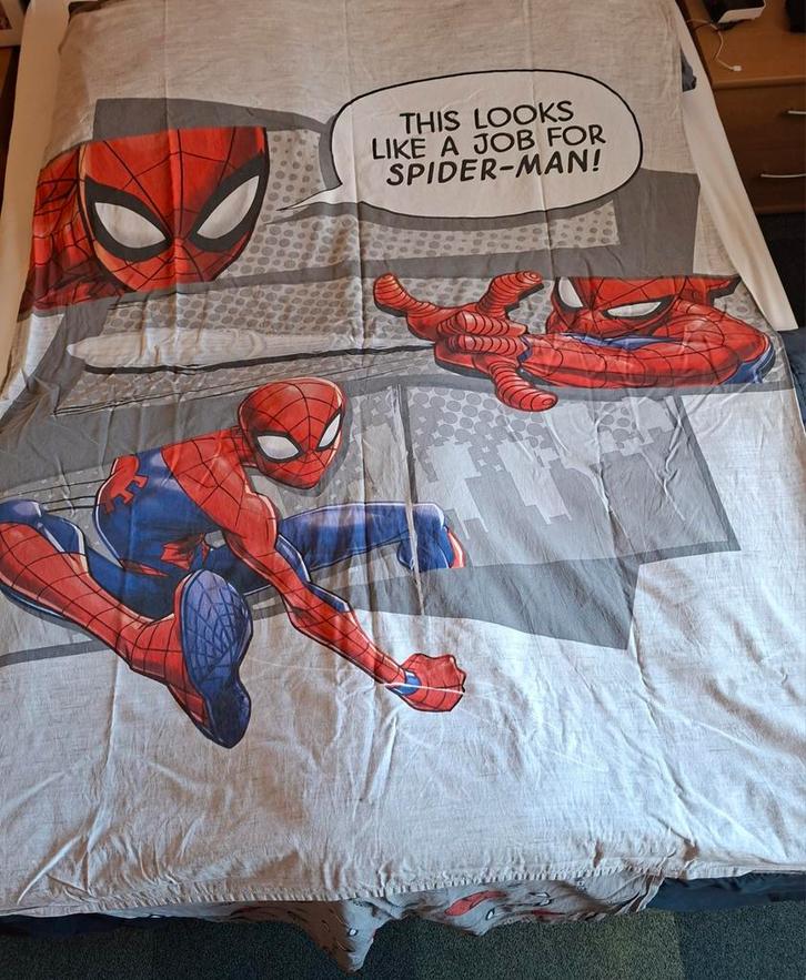 1 persoons dekbedovertrek + kussensloop Spiderman, Kinderen en Baby's, Kinderkamer | Beddengoed, Gebruikt, Dekbedovertrek, Jongetje of Meisje