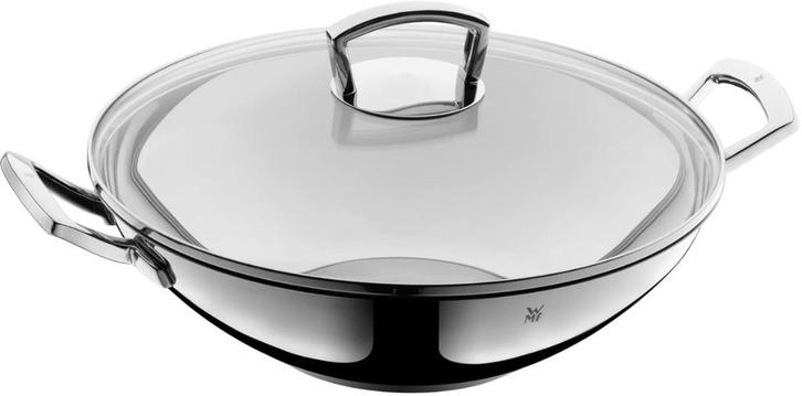 WMF Wokpan - Ø 36 cm - RVS gebruikt, Huis en Inrichting, Keuken | Potten en Pannen, Gebruikt, Wok, Rvs, Inductieplaat, Keramische plaat