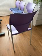 Set van 4 stapelstoelen paars, Huis en Inrichting, Stoelen, Ophalen, Zo goed als nieuw, Kunststof, Vier