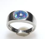 Schitterende Sterling Zilver Zwarte Australische Opaal Ring, Verzenden, Zilver, Ring, Met edelsteen