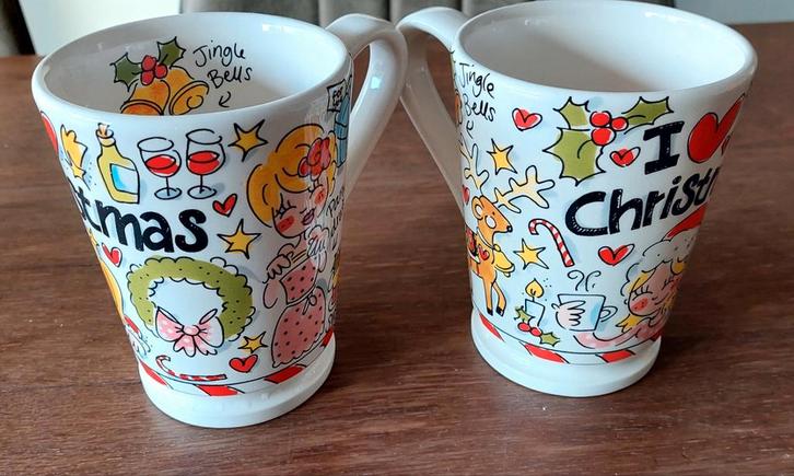 Blond Amsterdam Kerstmokken - Set van 2, Huis en Inrichting, Keuken | Servies, Zo goed als nieuw, Kop(pen) en/of Schotel(s), Blond Amsterdam