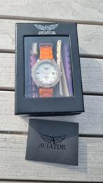 Aviator dames horloge., Sieraden, Tassen en Uiterlijk, Horloges | Dames, Ophalen of Verzenden, Zo goed als nieuw, Staal, Overige merken