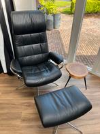 Prachtige zwart leren Stressless fauteuil met hocker, Huis en Inrichting, Leer, Ophalen of Verzenden, Zo goed als nieuw