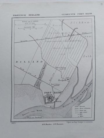 22 / Foth Bath Nauw van Bath Zeeland Litho uit 1865 J Kuyper beschikbaar voor biedingen