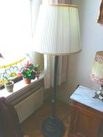 Mooie oude bronskleurige koperen vloerlamp met plissé kap, Ophalen, Gebruikt, 200 cm of meer