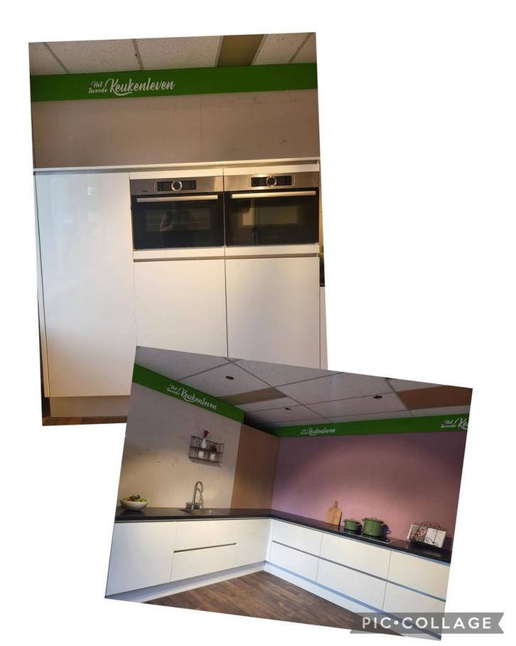 Prachtige luxe witte hoogglans keuken met granieten werkblad, Huis en Inrichting, Keuken | Complete keukens, Zo goed als nieuw