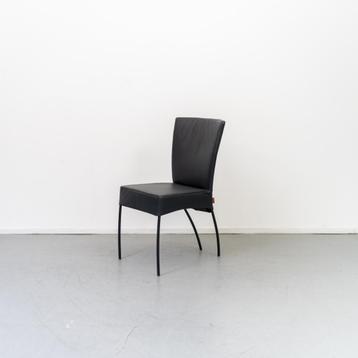 6x Montis Spica Stoel Zwart Leder - Zwart Frame beschikbaar voor biedingen