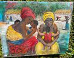 Afrikaans tafereel, Antiek en Kunst, Kunst | Schilderijen | Modern, Ophalen