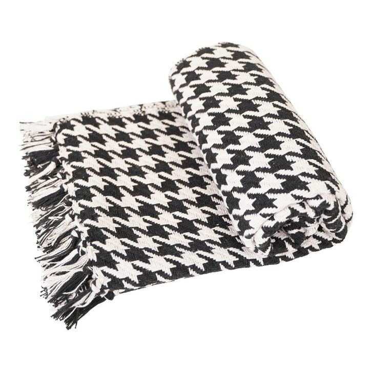 Plaid Pied-de-poule 125 x 150 cm, Huis en Inrichting, Woonaccessoires | Plaids en Woondekens, Nieuw, Ophalen of Verzenden