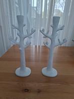 Set van 2 Witte Kandelaars - Boom Design, Ophalen, Kunststof, Wit, Zo goed als nieuw