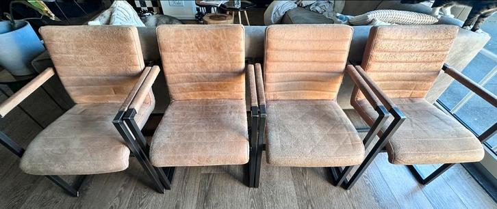 4 Stoere Eetkamerstoel Long Island Cognac - Karwei, Huis en Inrichting, Stoelen, Gebruikt, Vier, Leer, Bruin, Ophalen