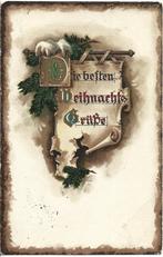 Kerst*antiek uit 1917*Kerstwens op perkament*Brocante, Verzamelen, Ophalen of Verzenden, Voor 1920, Gelopen, Feest(dag)