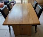 Eiken eetkamertafel + 4 leren eetkamerstoelen, Huis en Inrichting, Complete eetkamers, Ophalen, Gebruikt, 4 tot 6 stoelen