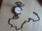 Zilveren zakhorloge met ketting, Overige merken, Zakhorloge, 1900 tot 1930, Ophalen of Verzenden