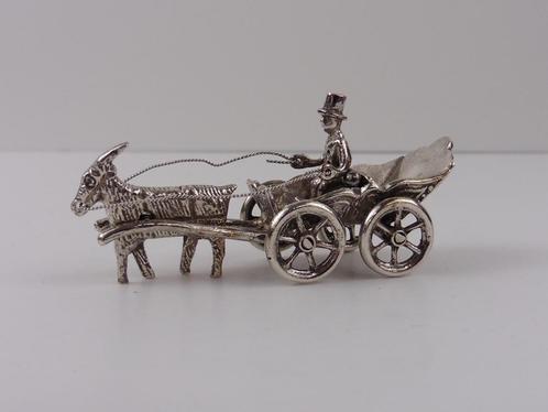 Zilveren miniatuur Bokkenwagen, Antiek en Kunst, Antiek | Goud en Zilver, Zilver, Ophalen of Verzenden