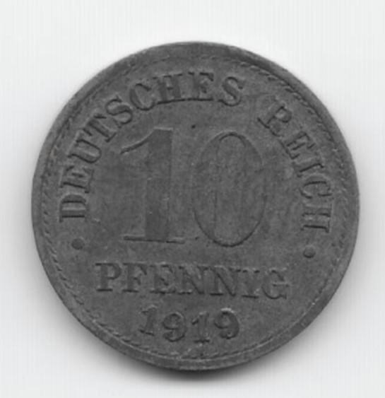Duitse Rijk 10 pfennig 1919 KM# 26, Postzegels en Munten, Munten | Europa | Niet-Euromunten, Losse munt, Duitsland, Verzenden