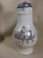 Antiek Duitse 2,5 liter bierpul / wijnkan met tinnen deksel, Antiek en Kunst, Antiek | Keramiek en Aardewerk, Ophalen of Verzenden