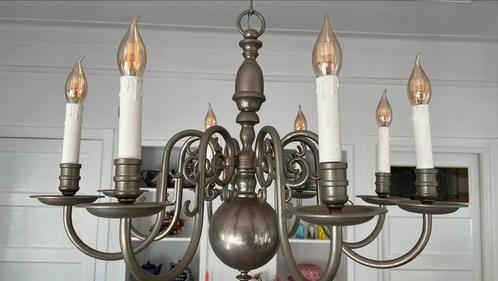 Chromen kroonluchter met 8 lampen - prachtig, Huis en Inrichting, Lampen | Kroonluchters, Zo goed als nieuw, Metaal, Ophalen of Verzenden