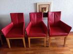 3 Stoelen in rood leer., Huis en Inrichting, Ophalen, Zo goed als nieuw, Rood, Leer