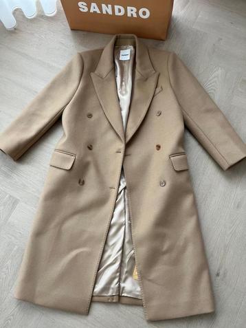 Sandro Camel Coat maat 34  Wollen mantel camel beige RRP 585 beschikbaar voor biedingen