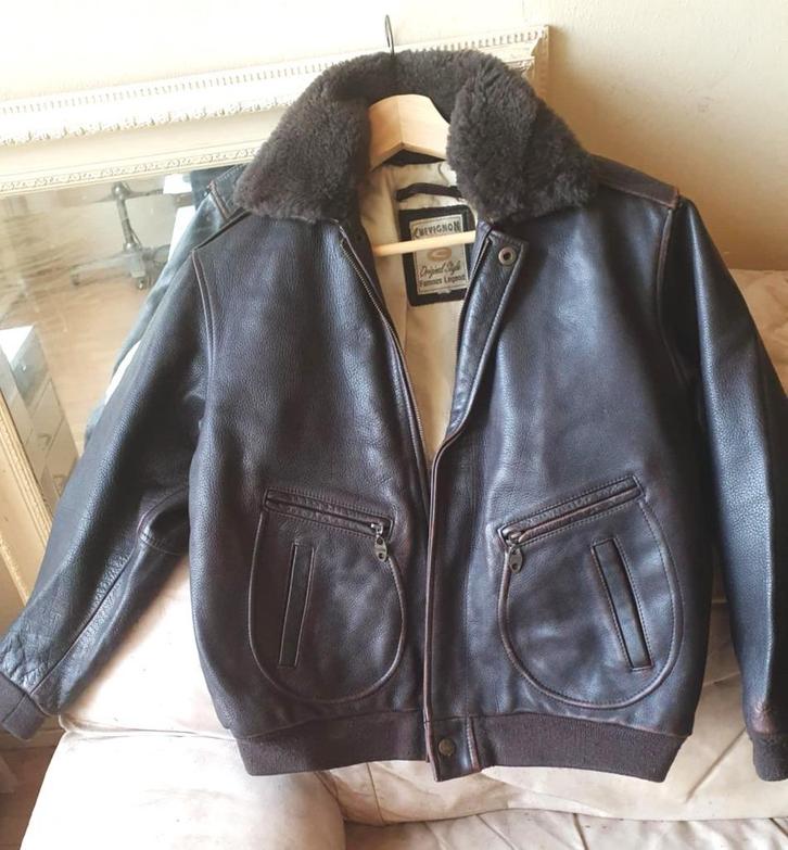 Chevignon Classics Dames Pilotenjack leren jas Mt S, Kleding | Dames, Jassen | Winter, Zo goed als nieuw, Maat 36 (S), Bruin, Ophalen of Verzenden