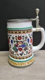 Duitse vintage bierpul met bloemenpaar  BMF Germany, Verzamelen, Ophalen of Verzenden, Zo goed als nieuw, Pul(len), Overige merken