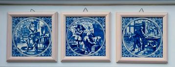 Delft blauw 3 tegeltjes J Luijken beschikbaar voor biedingen
