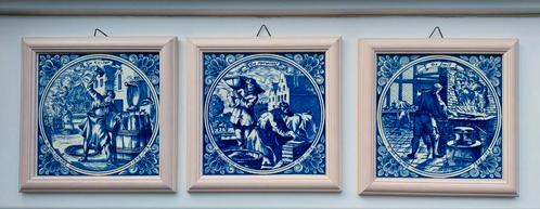 Delft blauw 3 tegeltjes J Luijken, Antiek en Kunst, Antiek | Wandborden en Tegels, Ophalen of Verzenden