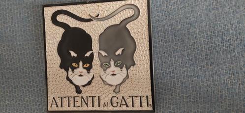 Wandtegel ' Attenti Al Gatti' creazioni Luciano Italy, 70's, Antiek en Kunst, Antiek | Keramiek en Aardewerk, Ophalen of Verzenden