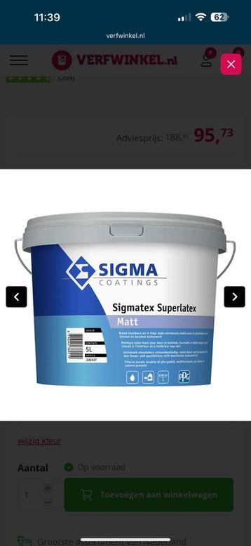 Sigmatex Superlatex Matt 10L in RAL9010 NIEUW beschikbaar voor biedingen