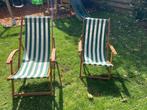 Retro strandstoel/tuinstoel, Tuin en Terras, Tuinstoelen, Ophalen, Gebruikt, Hout, Verstelbaar
