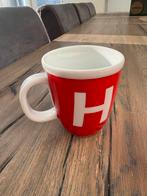 4 Bodum Mokken - Rood met Witte Letters, Huis en Inrichting, Keramiek, Ophalen of Verzenden, Zo goed als nieuw, Overige stijlen