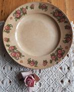 Antiek zwaar beboterd bord met roze bloemen, Villeroy & Boch, Antiek en Kunst, Ophalen of Verzenden