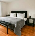 Headboard bed zwart gecapitioneerd h122xb180xd11cm, Ophalen, Zwart, Tweepersoons, Zo goed als nieuw