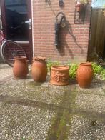 Set - 4 large ceramic garden pots, Gebruikt, Ophalen