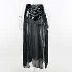 Zwarte lange kunstleren rok met ketting dames wetlook lak, Kleding | Dames, Rokken, Maat 38/40 (M), Verzenden, Zwart, Nieuw