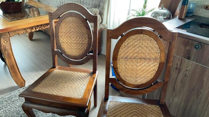 Teakhouten Eetkamerstoel Indonesisch, Huis en Inrichting, Stoelen, Gebruikt, Eén, Hout, Bruin, Ophalen