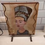 Glazen schilderij koningin Nefertite Egypt ijzeren standaard, Antiek en Kunst, Ophalen of Verzenden