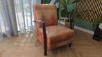 Buffellederen Fauteuil met Metalen Armleuningen, Huis en Inrichting, Fauteuils, Ophalen, Gebruikt, 75 tot 100 cm, Metaal