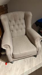 Beige / taupe landelijke zitstoel fauteuil, Ophalen, Gebruikt, 75 tot 100 cm, Stof