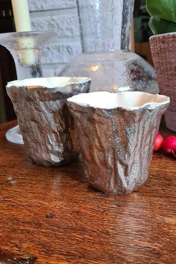 Zilveren vintage Des Pots kleine bloempotten 2x beschikbaar voor biedingen