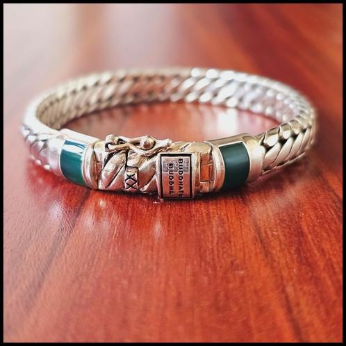 BEN XS Stone Green    Buddha to Buddha armband maat D+ / E, Sieraden, Tassen en Uiterlijk, Armbanden, Zo goed als nieuw, Zilver