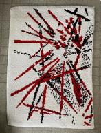 Smyrna hoogpolig jaren 70 tapijt van 138 bij 97 cm, Gebruikt, 100 tot 150 cm, Smyrna, Rood