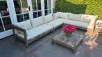 Houten Loungeset incl. Kussens en tafel, Tuin en Terras, Ophalen, Gebruikt, Hout